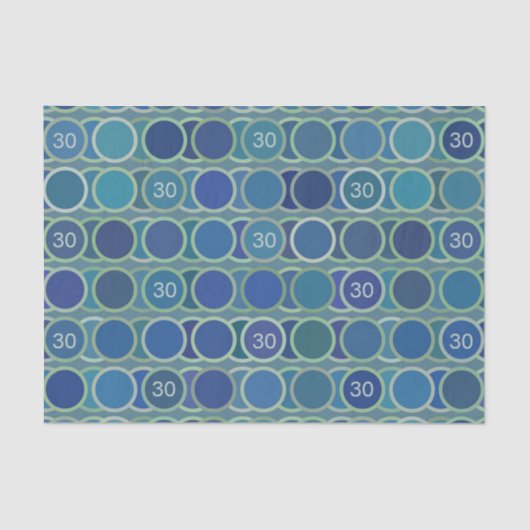 Blue Circles Pattern Custom Birthday Age Seidenpapier (Vorderseite)
