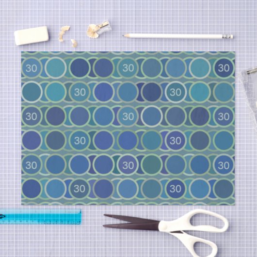 Blue Circles Pattern Custom Birthday Age Seidenpapier (Handwerk)