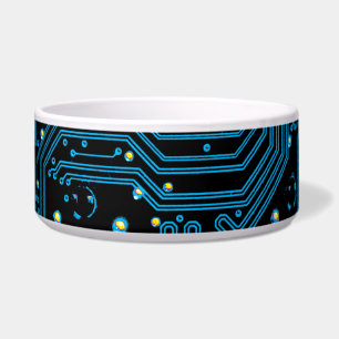 Blue Circuit Board auf Schwarz, DIY Image oder Art Napf