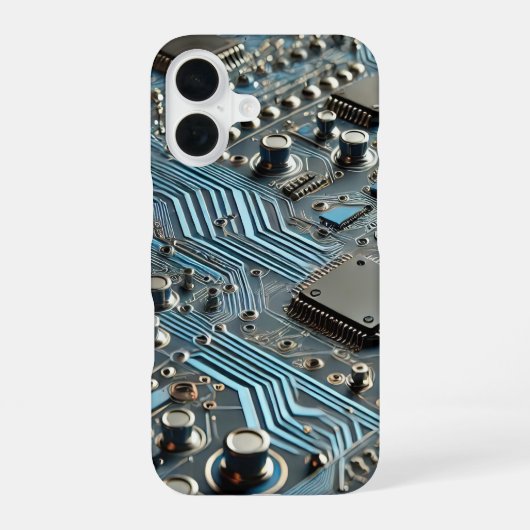 Blue Circuit Board Phone Case iPhone 16 Hülle (Rückseite)