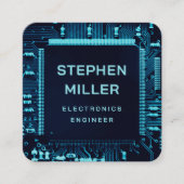 Blue Circuit Board QR Code Electronics Engineer Quadratische Visitenkarte (Vorderseite)
