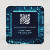 Blue Circuit Board QR Code Electronics Engineer Quadratische Visitenkarte (Rückseite)