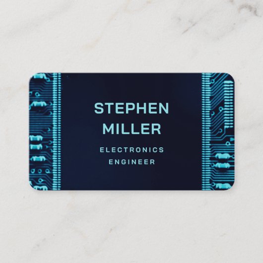 Blue Circuit Board QR Code Electronics Engineer Visitenkarte (Vorderseite)