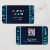 Blue Circuit Board QR Code Electronics Engineer Visitenkarte (Vorne/Hinten)