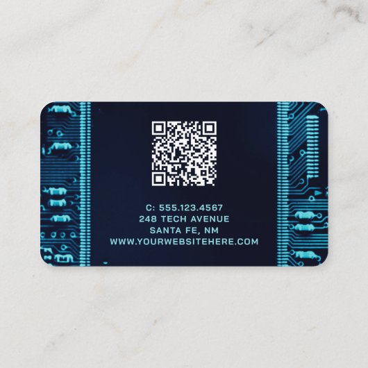 Blue Circuit Board QR Code Electronics Engineer Visitenkarte (Rückseite)