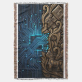 Blue Circuitry on Tribal Wood Decke (Vorderseite Vertikal)
