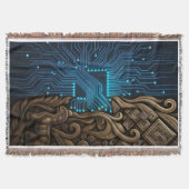 Blue Circuitry on Tribal Wood Decke (Vorderseite)