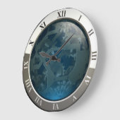 Blue Circuits & Gears Custom Große Wanduhr (Winkel)