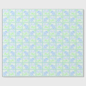 Blue Circus Baby Duschmuster Personalisiert Geschenkpapier (Flach)