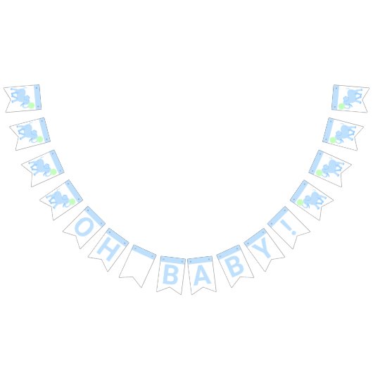 Blue Circus Niedlich Elephant Baby Dusche Oh Baby Wimpelkette (Alle)