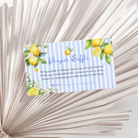 Blue Citrus Lemon Ciao Baby Diaper Raffle Card Begleitkarte