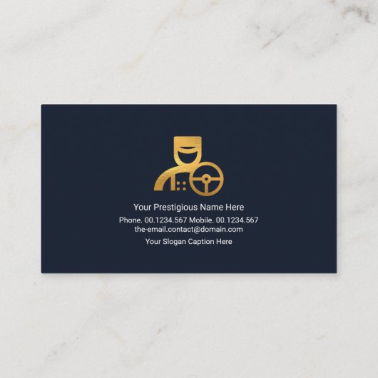 Blue City Block Gold Chauffeur Monogram Visitenkarte (Rückseite)