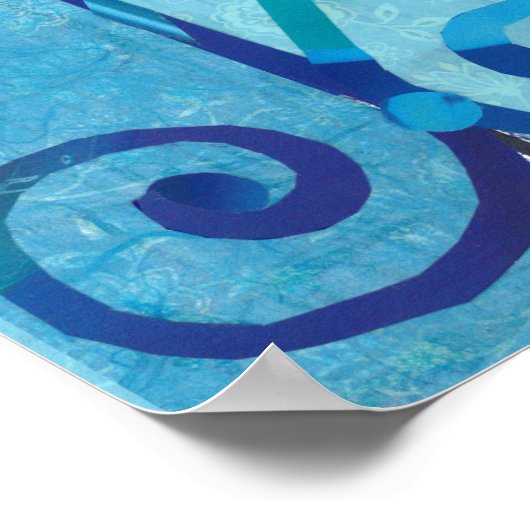 Blue City CHEFCHAOUEN Paper Collage Poster (Ecke)