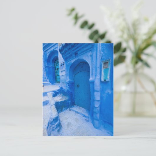 Blue City Door Postkarte (Stehend Vorderseite)