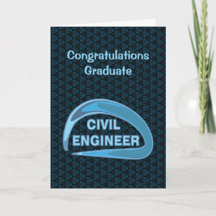 Blue Civil Engineer Graduation Card Dankeskarte