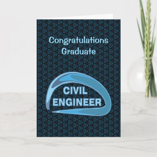 Blue Civil Engineer Graduation Card Dankeskarte (Vorderseite)