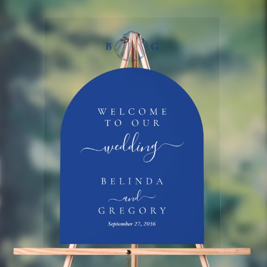 Blue Clam Seashells Coastal Beach Wedding Welcome Acrylschild (Neutral)