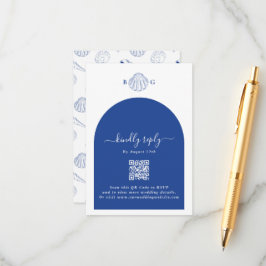 Blue Clam Seashells Coastal Seaside Beach Wedding Begleitkarte