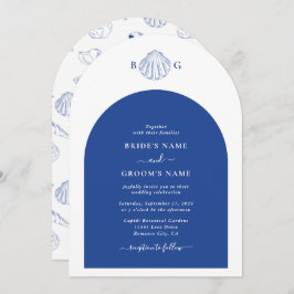 Blue Clam Seashells Coastal Seaside Beach Wedding Einladung