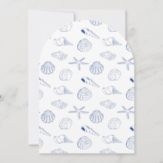 Blue Clam Seashells Coastal Seaside Beach Wedding  Einladung (Rückseite)
