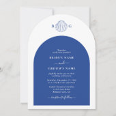 Blue Clam Seashells Coastal Seaside Beach Wedding  Einladung (Vorderseite)