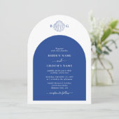 Blue Clam Seashells Coastal Seaside Beach Wedding Einladung (Stehend Vorderseite)