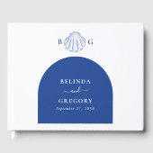 Blue Clam Seashells Coastal Seaside Beach Wedding Gästebuch (Vorderseite)