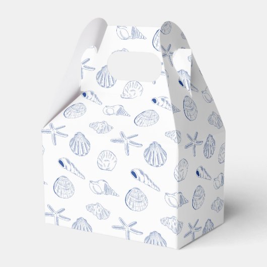 Blue Clam Seashells Coastal Seaside Beach Wedding Geschenkschachtel (Rückseite)