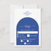 Blue Clam Seashells Coastal Seaside Beach Wedding RSVP Karte (Vorderseite)