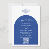 Blue Clam Seashells Coastal Seaside Beach Wedding Save The Date (Vorderseite)