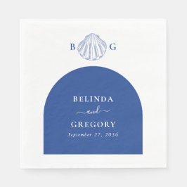 Blue Clam Seashells Coastal Seaside Beach Wedding Serviette