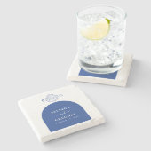 Blue Clam Seashells Coastal Seaside Beach Wedding Steinuntersetzer (Seitenansicht)