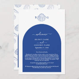 Blue Clam Seashells Coastal Wedding Itinerary Programm
