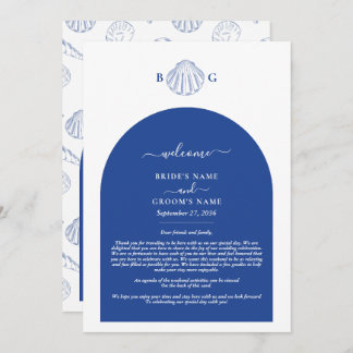 Blue Clam Seashells Coastal Wedding Itinerary Programm
