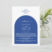 Blue Clam Seashells Coastal Wedding Itinerary Programm (Stehend Vorderseite)