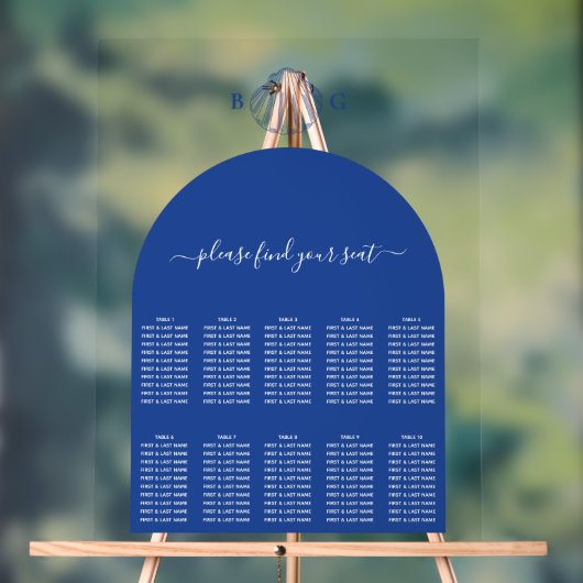 Blue Clam Seashells Coastal Wedding Seating Chart Acrylschild (Neutral)