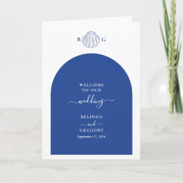 Blue Clam Seashells Wedding Order of Service Programm