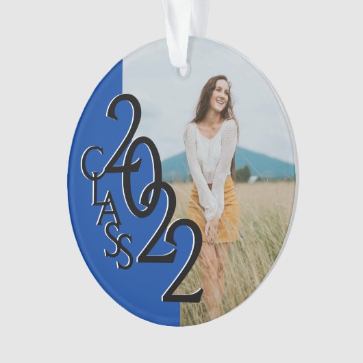 Blue Class 2022 Abschluss Foto Ornament (Vorderseite)