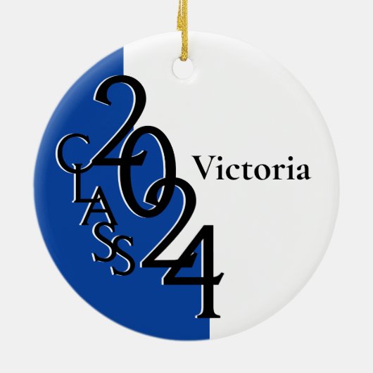 Blue Class 2024 Abschluss Foto Keramik Ornament (Hinten)