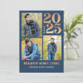 Blue Class 2025 Printable Einladung (Stehend Vorderseite)