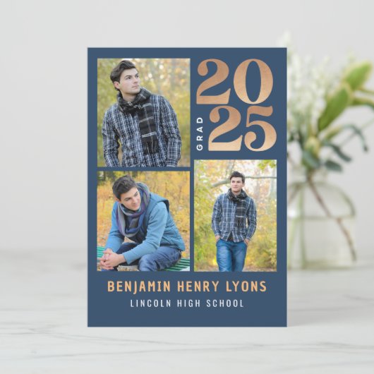 Blue Class 2025 Printable Einladung (Stehend Vorderseite)