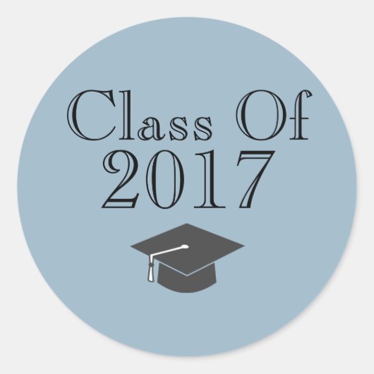 Blue "Class of 2017" mit Graduierungspapier Runder Aufkleber (Vorderseite)