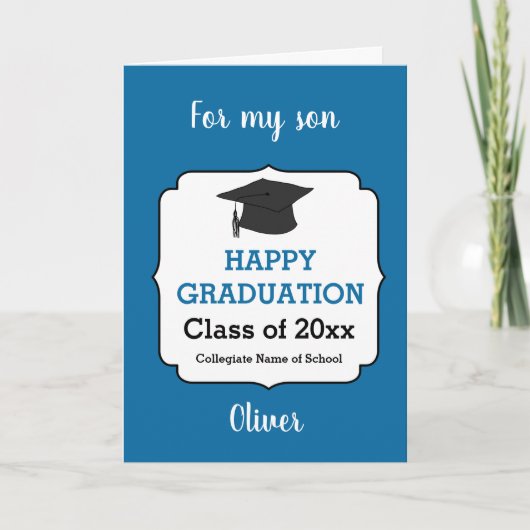 Blue Class of 2025 Graduate Herzlichen Glückwunsch Karte (Vorderseite)