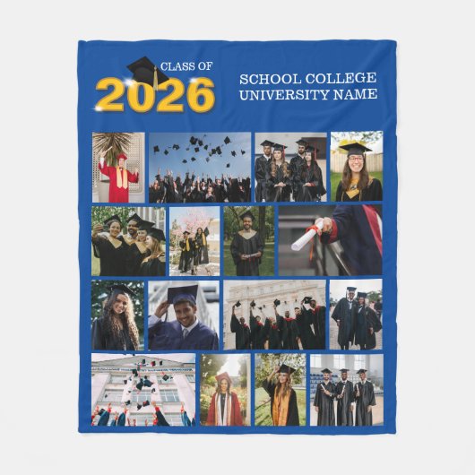 Blue Class of 2026 Graduation Keepsake Photo Fleecedecke (Vorderseite)