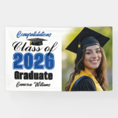 Blue Class of 2026 Graduation Party Photo Banner (Horizontal)