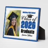 Blue Class of 2026 Graduation Photo Fotoplatte (Seite)