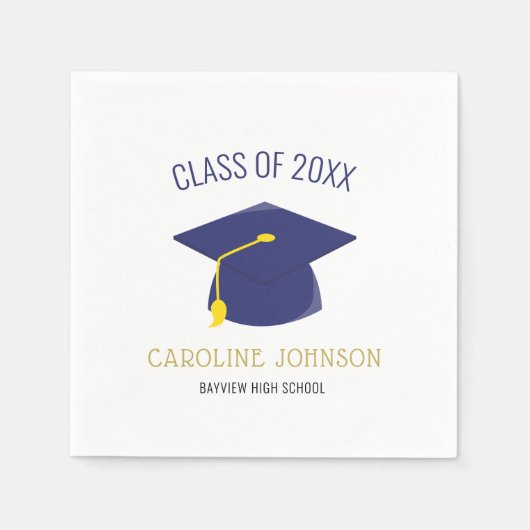 Blue Class of Cap & Tassel Abschluss Napkins Serviette (Vorderseite)