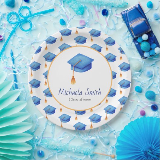 Blue Class of High School Graduation Party Pappteller (Party)