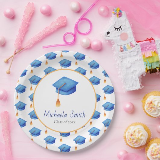 Blue Class of High School Graduation Party Pappteller (Party)