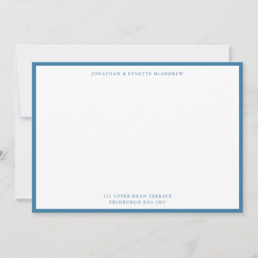 Blue Classic Border Flat Note Card Mitteilungskarte (Vorderseite)